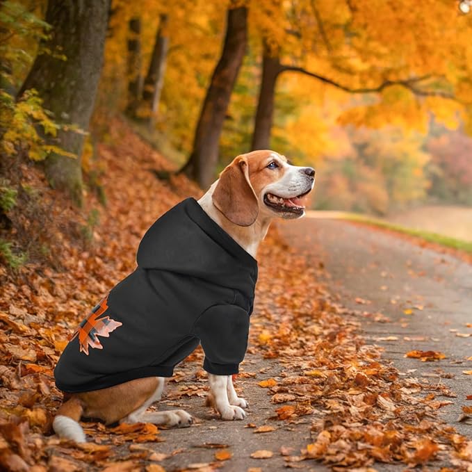 SCENEREAL Thanksgiving Dog Hoodie with Leash Hole Male Female - Warm & Soft Fleece Pet Sweater Clothes Sweatshirt with Leaf Pattern, Cold Weather Coat for Small Medium Large Dogs Puppies, M