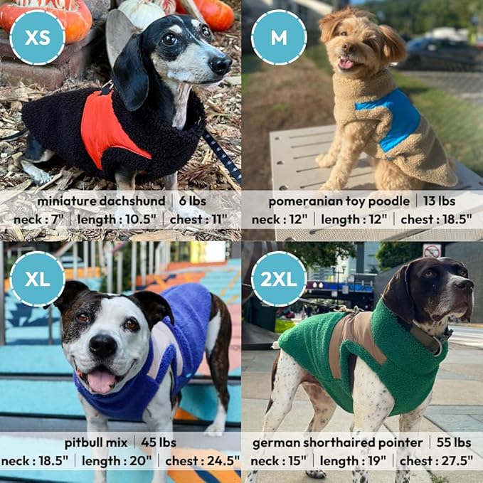 Gooby Zip Up Sherpa Vest - Forest Green, Medium - Two Tone Fuzzy Fleece Dog Sweater with Built-in Harness and Extra Security for Small Dog and Medium Dog