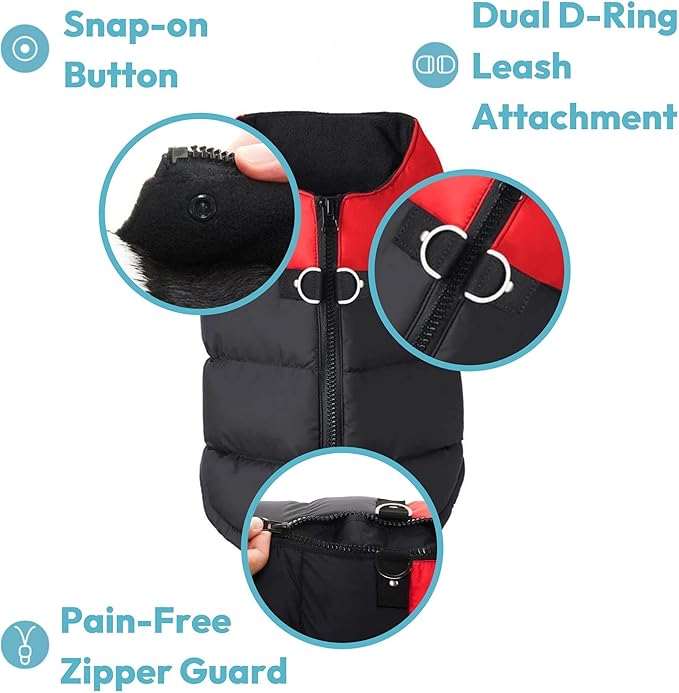 Gooby Padded Vest Dog Jacket - Pink, Medium - Warm Zip Up Vest Fleece Jacket with Dual D Ring Leash Water Resistant for Small to Medium Dogs