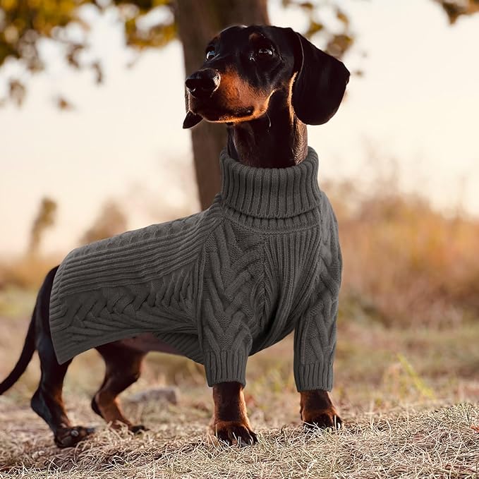 ASENKU Extra-Large Dog Sweater, Dog Sweaters for Extra Large Dogs, Pet Sweatshirt Apparel Turtleneck Pullover Winter for Doberman, Great Dane (Dark Grey, 4XL)