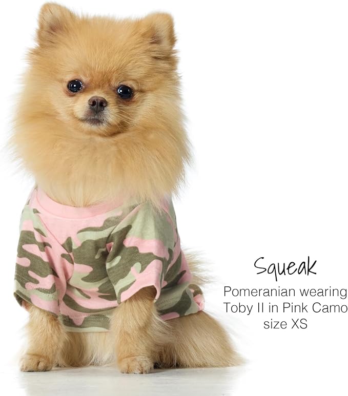 Toby II - The Perfect Tee, 3 Pack Short Sleeve Pet T-Shirt 100% Organic Cotton Tees Clothes for Small, Medium, Large Dogs, Pink Camo, Small (10-25 lbs)