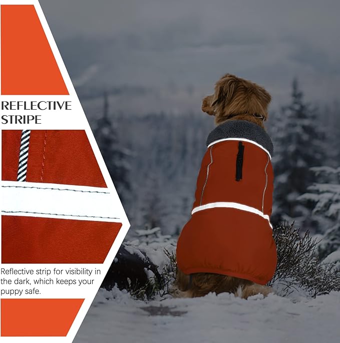 QBLEEV Warm Reflective Jacket, Waterproof Winter Coat With Turtleneck for Cold Weather, Thick Fleece Snowsuit Christmas Vest Pet Apparel for Small Medium Large Dogs 2XL