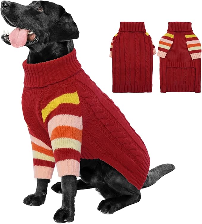 Dog Sweaters Turtleneck, Large Dog Sweater Thick Warm, Stretchy Winter Sweaters for Large Size Dogs, Warm Thick Christmas Dogs Sweater, St Bernard, Great Dane (Red XXXXXL)