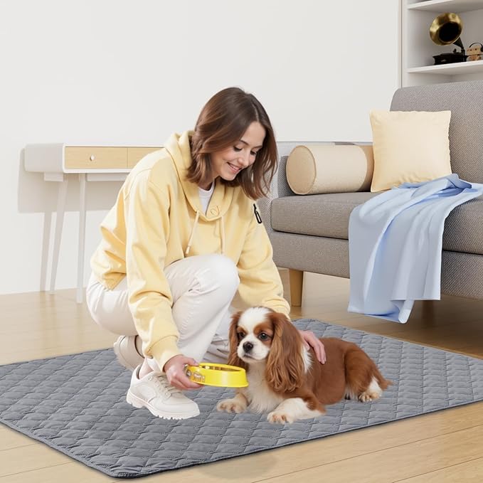 Smiry Waterproof Dog Bed Cover Blanket, Soft Reversible Pet Blanket, Washable Leakproof Cats Dogs Couch Cover for Sofa, Couch, Furniture, Plaid (40x50 Inch, Grey/Light Grey)