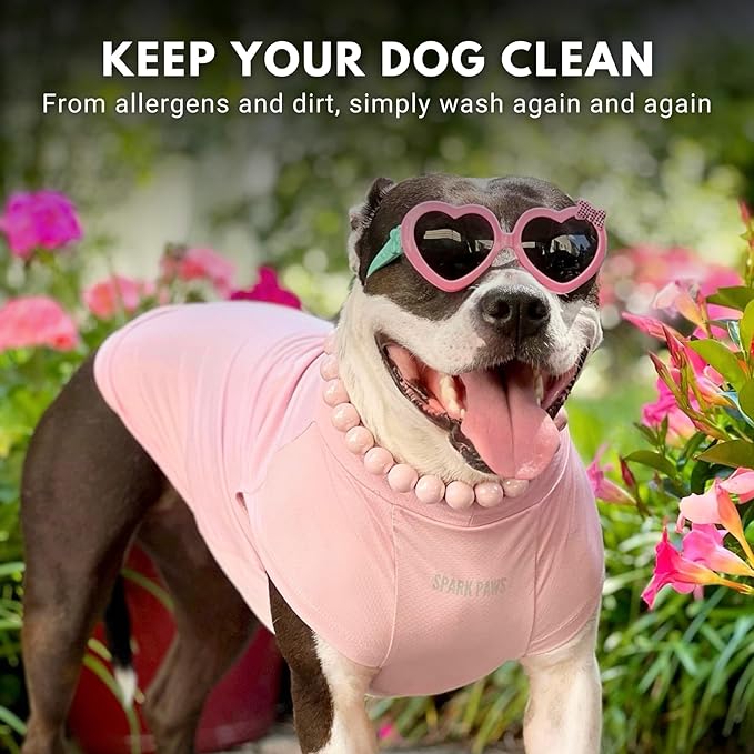 Spark Paws Sunblock Dog T-Shirt, SPF30 Protection, Lightweight Breathable Quick Dry for Dogs with Sensitive Skin - Purple & Pink (Set of 2) - XL