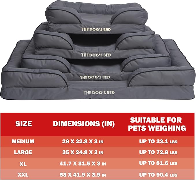 The Dog's Bed Replacement Outer Cover for The Dog's Bed Orthopedic with Sides, Washable Fabric, XXL Grey Oxford with Black Trim, Veterinary Approved