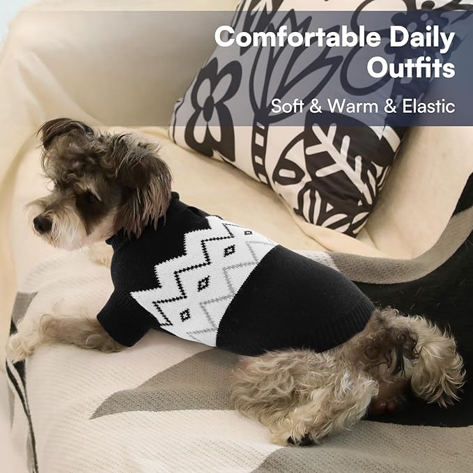 Queenmore Warm Dog Sweater, Soft Pet Knitwear, Knitted Pullover, Winter Pet Clothes for Small Medium Dogs Cats