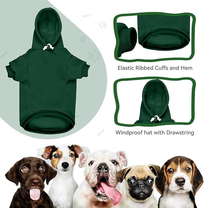 Dog Sweaters for Large Dogs Dog Hoodie Pet Sweater Solid Soft Brushed Fleece Pet Clothes Hoodie Sweatshirt with Pocket(Green-XL)