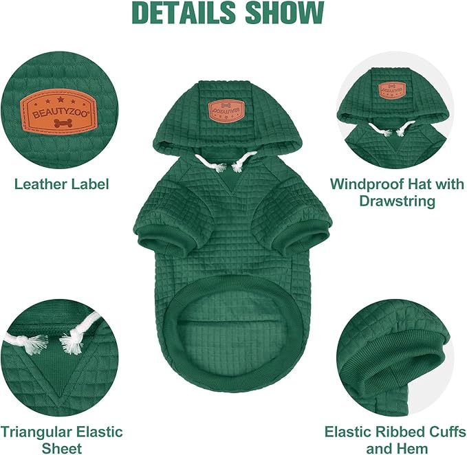 BEAUTYZOO Dog Hoodie for Small Medium Large Dogs, Winter Fall Warm Dog Clothes for Puppy S M Sized Dogs Girl Boy, Dog Sweater Shirt Hoodies with Pocket Bulldog Pitbull Cat Clothing Coat
