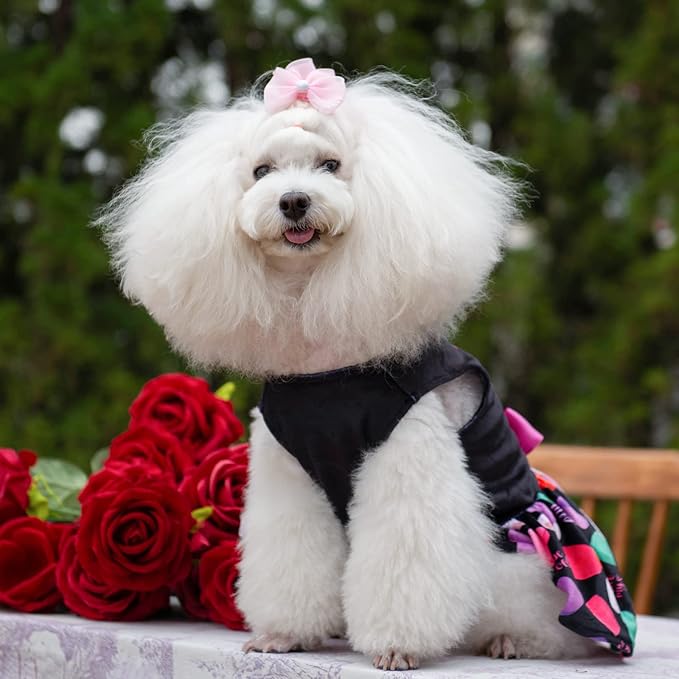 CuteBone I Love U Dress Velvet for Small Dogs Girl Puppy Dresses Black Dog Clothes CVA11XXS-D