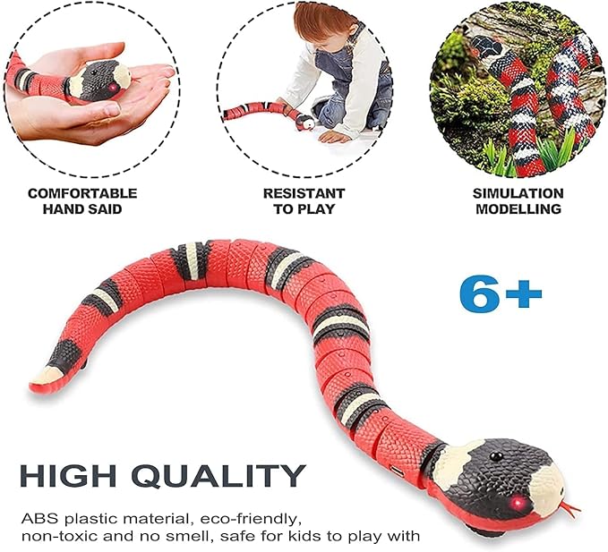 CSD Interactive Smart Sensing Snake Toy for Cats, Dogs &Kids - USB Rechargeable, Automatically Senses Obstacles - Electric Toy Gift & Prop for Halloween, Christmas & April Fools