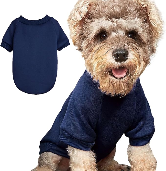 Puppy Sweater for Small Dogs Clothes Warm Winter Cat Clothe Pet Sweatshirt Knitwear Doggie Kitten Clothing (Small, Navy)