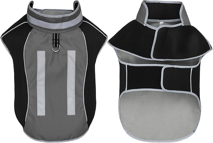 Small Dog Coat, Warm Dog Winter Jacket, Reflective Pet Jacket with Fleece Lined, Pet Clothes for Small Medium Dogs (Gray, S)