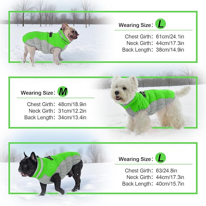 Warm Dog Coats for Large Dogs, Waterproof Dog Jacket with Harness Built in, Zipper Clousure, Fleece Lining, Turtleneck, for Cold Weather, Pet Snowsuit for Border Collie, Golden Retriever- XXL
