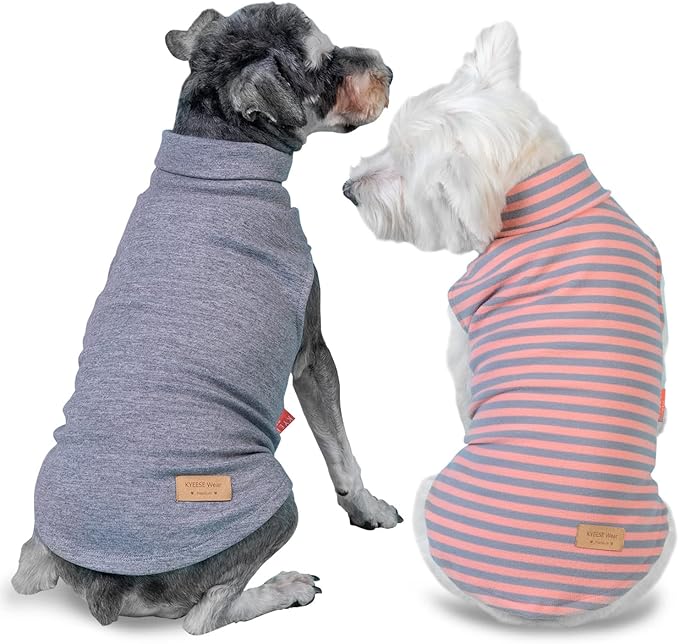 KYEESE 2Pack Dog Sweater Warm Pets Clothes Stretchy Pet Sweatshirt Pullover Small Pets Sweaters Soft Dogs Clothes Turtleneck Pet Coats Dog Sweaters for Small Dogs Girl
