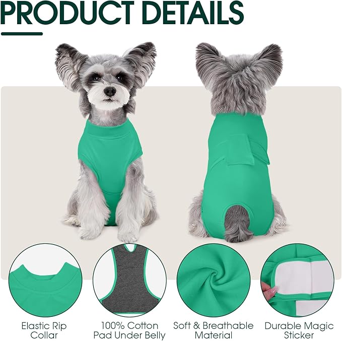 Kuoser Dog Surgery Suit Female Spay, Dog Recovery Suit Male Neuter, Dog Clothes Onesie for Surgery Anti Licking Abdominal Wounds Pet Puppy Surgical Recovery Bodysuit Shirt, Substitute E-Collar & Cone