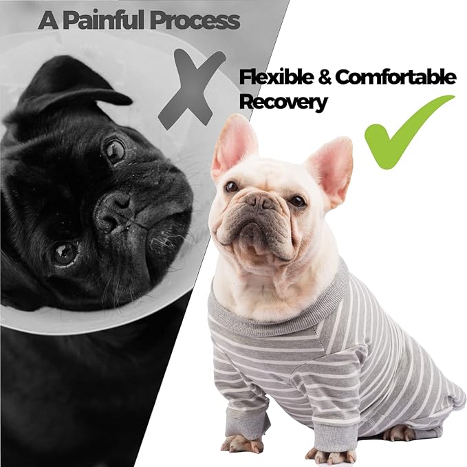 Dog Surgery Recovery Suit, Puppy Cat Onesie for Shedding Skin Disease Wound Protection, Medical Pet Surgical Suit w/Long Sleeve, Dog Pajamas (Grey, Medium)