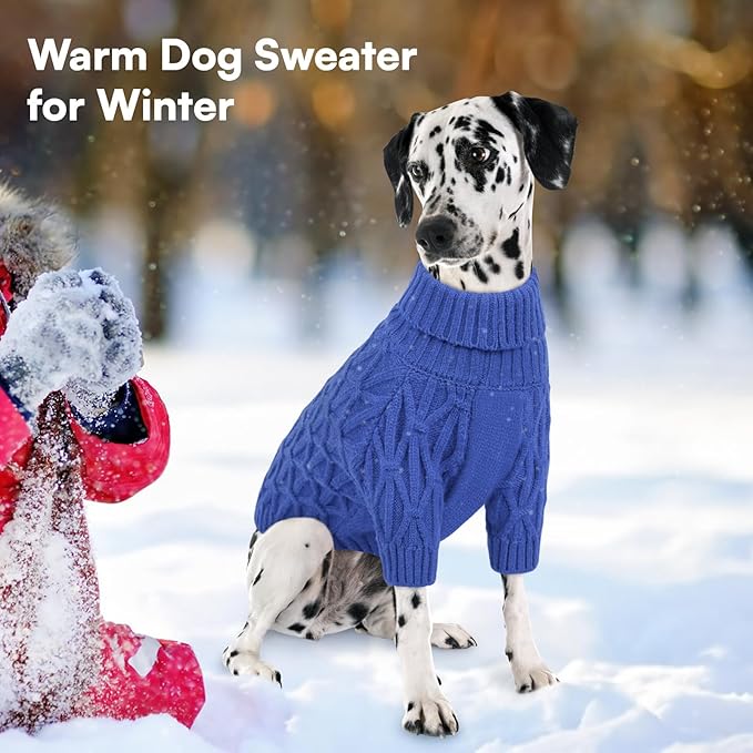 Queenmore Knitted XS Dog Sweater,Turtleneck Pullover Small Dog Sweater,Soft DogSweaters for Small Dogs Male Female, Pet Sweaters for Dogs,Thick Warm Pet Clothes for Teacup,Chihuahua（Royal Blue,XS
