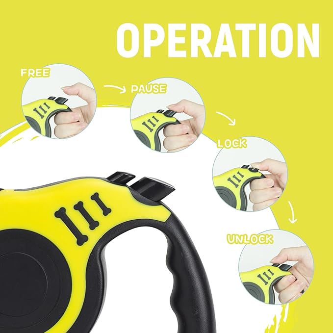 LIEVUIKEN Retractable Dog Leash Automatic Telescopic Tractor Dog Tape, Pet Tape 10/16 FT Durable and Convenient, with Folding Bowl, Dispenser, Rubbish Bags, Suitable for Small and Medium Dogs
