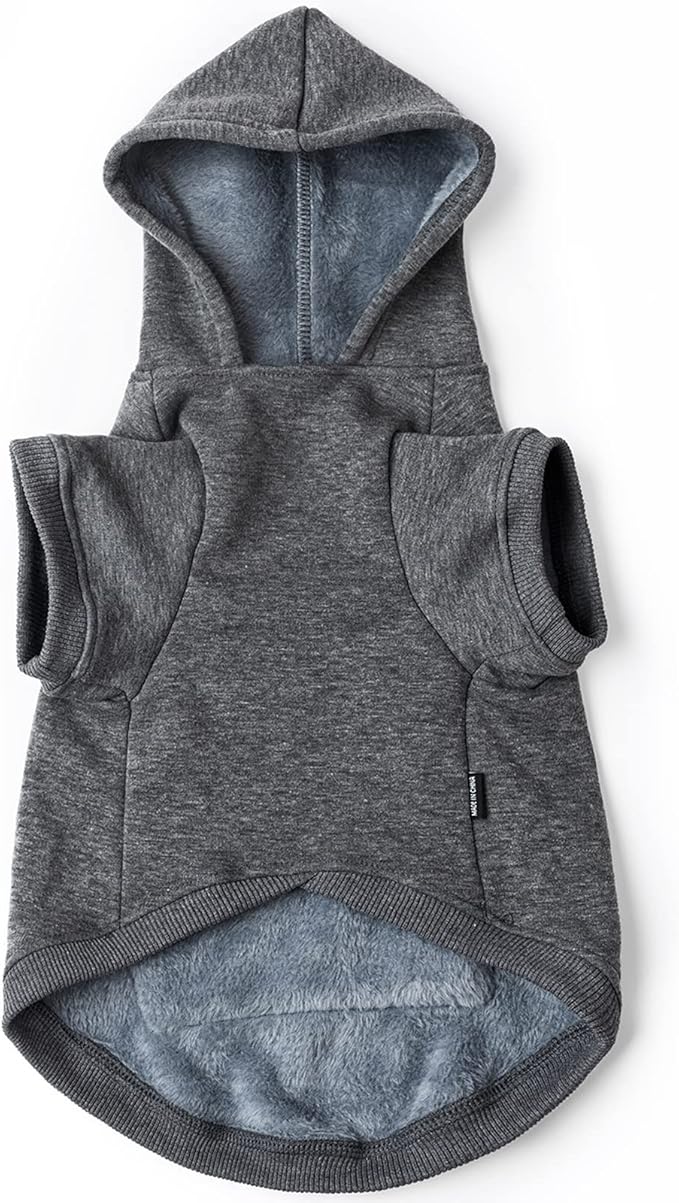 Koneseve Dog Hoodie Fleece Puppy Clothes Warm Sweater with Hat for Small Medium Dogs Cat Hooded Shirt Kitten Pet Basic Sweatshirt with Pocket Doggie Soft Winter Coat Apparel (Grey; 3XL)