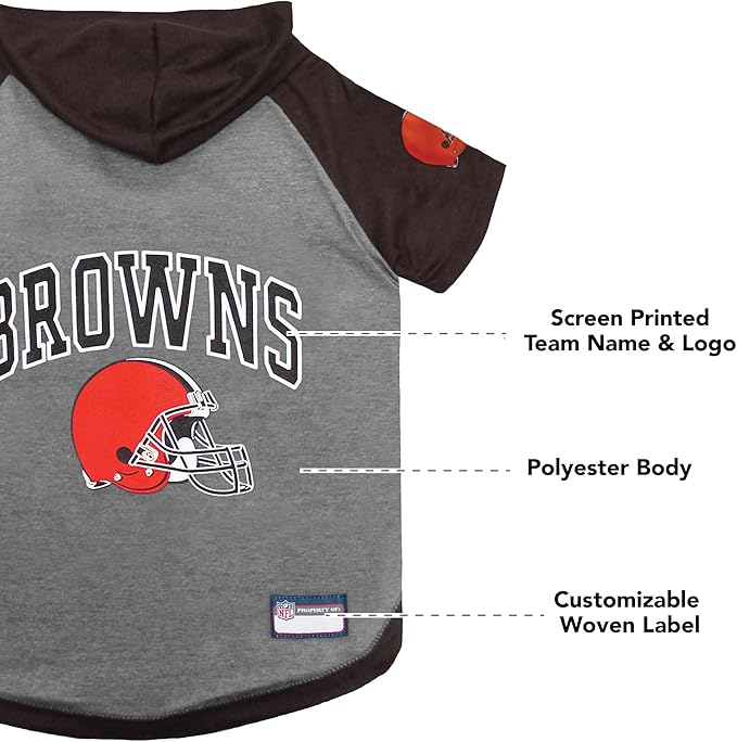 Pets First Hoodie for Dogs & Cats. NFL Football Licensed Dog Hoody Tee Shirt, Large. Sports Hoody T-Shirt for Pets. Licensed Sporty Dog Shirt