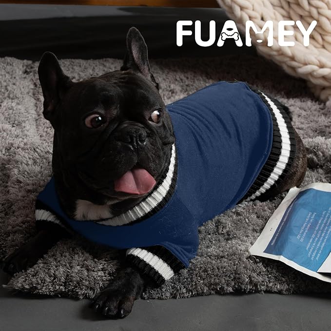 FUAMEY Dog Pullover Sweatshirt，Dog Winter Sweaters Warm Dog Clothes Dog Vest Thick Puppy Pullover Soft Pet Fleece Sweater Cute Doggie Boy Girl Outfit for Small Medium Dogs Blue XS