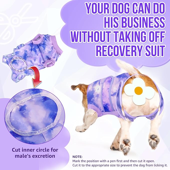 SlowTon Dog Surgery Recovery Suit - Zipper On Dog Onesies After Surgery for Female Male Dogs, Abdominal Wounds Bandages Cone/E-Collar Alternative Dogs Body Suit Shirt Anti-Licking (Purple,3XL)