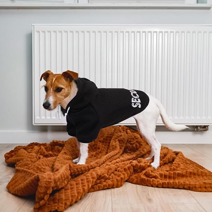 SAWMONG Dog Hoodie,Flannel Pet Hooded Sweater with Hat Puppy Pullover Sweater Shirt,Dog (Security Black,M)