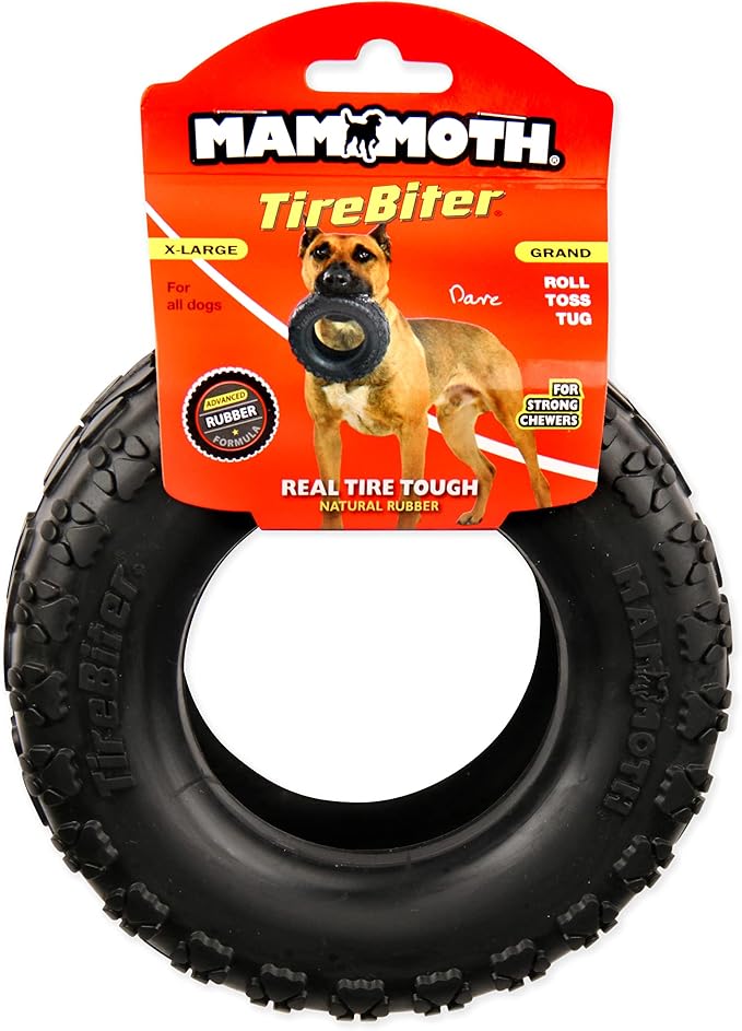 Mammoth TireBiterII – Natural Rubber Dog Toys for Extreme Chewers – Dog Toys for Extra Long Interactive Play – Aggressive Chewer Toys for Large - X-Large Dogs - X-Large 7”