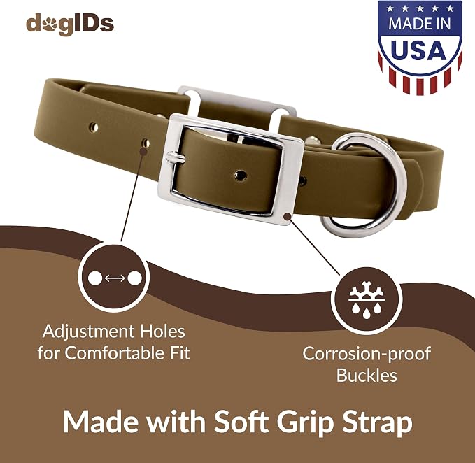 dogIDs Personalized Dog Collar – ScruffTag Custom Waterproof Biothane Dog Collar with Laser-Engraved Name, Durable & Odor-Resistant – USA Made | Sage, 3/4 in x 16 in (Fits Neck Sizes 14-18 in)