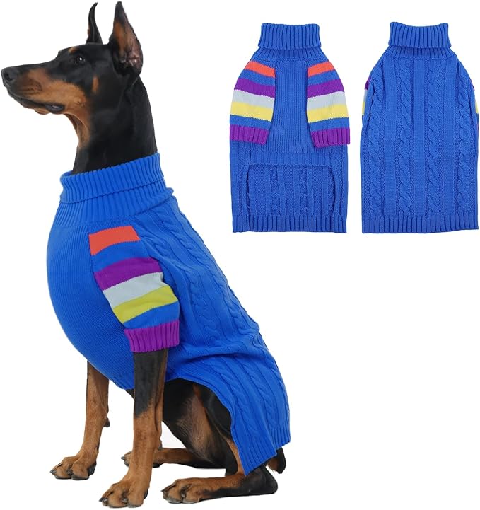 Sweaters for Large Size Dogs Winter, Turtleneck Extra Large Dog Sweater for Dogs Male Female, Thick Warm Christmas Dog Cold Sweater, Sweaters for Doggie Doberman, German Shepard (Blue XXXL)