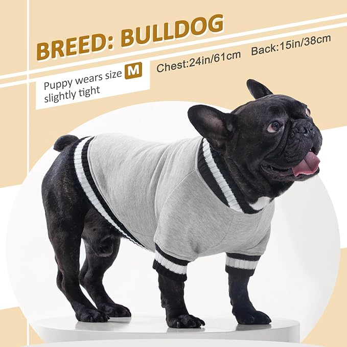 FUAMEY Dog Pullover Sweatshirt, Warm Dog Clothes, Soft Pet Fleece Sweater, Cute Doggie Outfit for Small Medium Dogs, Grey