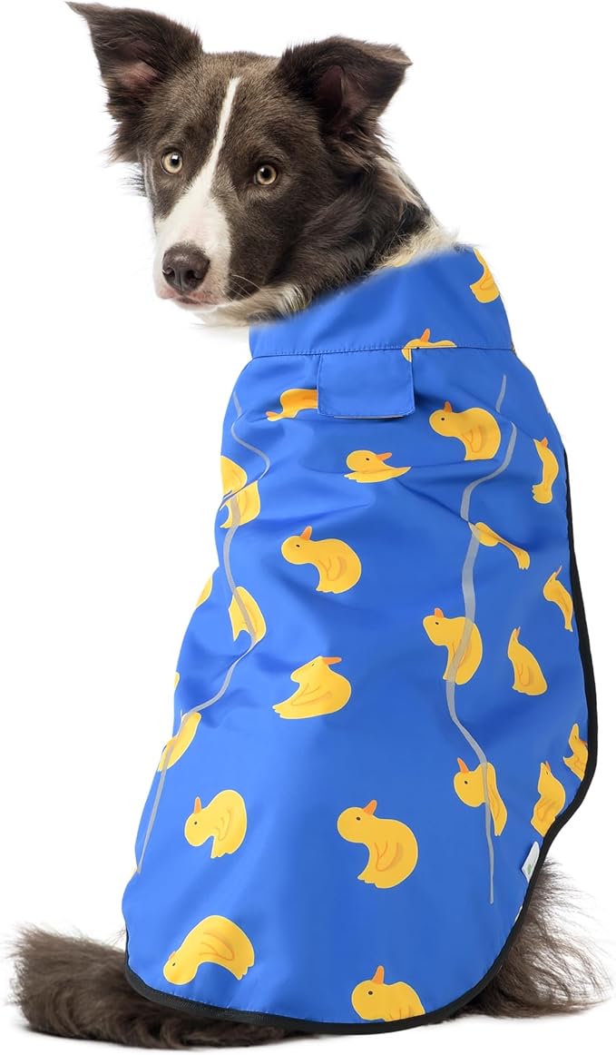 Mile High Life Dog Raincoat, Adjustable Waterproof Reflective Rain Jacket for Small Medium Large Dogs, Lightweight Breathable Pet Rain Coat with Leash Hole(Blue Duck,S Chest 22-25")