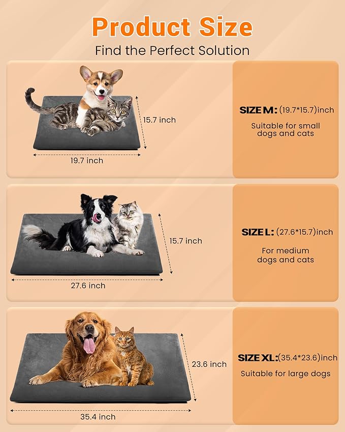PETNF Outdoor Pet Heating Pad for Cats & Dogs, 100.4-107.6°F Auto Temp Control, Waterproof Fireproof, for Cat House/Dog Kennel/Terrace, Fits Domestic & Stray Pets (Gray 15.7"X27.6")