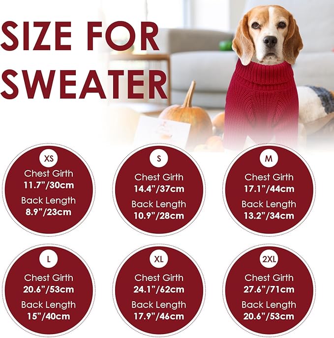 SUNFURA Dog Christmas Sweater Large Size Dogs, XL Dog Sweaters for Winter, Extra Large Breeds Girl Boy Pullover, Pet Knitted Knitwear Fall Sweatshirt for Pitbull, Labrador Retriever, Red X-Large