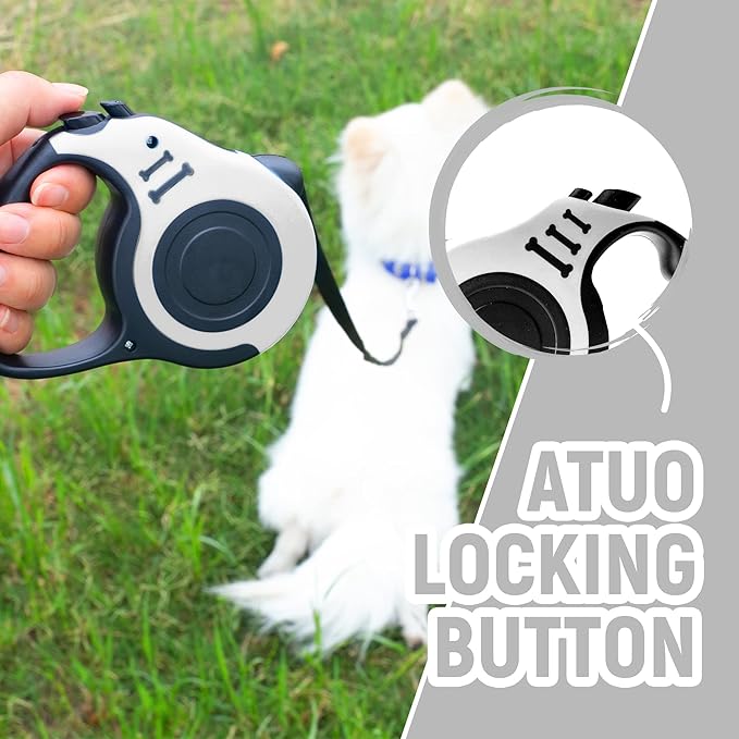 LIEVUIKEN Retractable Dog Leash Automatic Telescopic Tractor Dog Tape, Pet Tape 10/16 FT Durable and Convenient, with Folding Bowl, Dispenser, Rubbish Bags, Suitable for Small and Medium Dogs