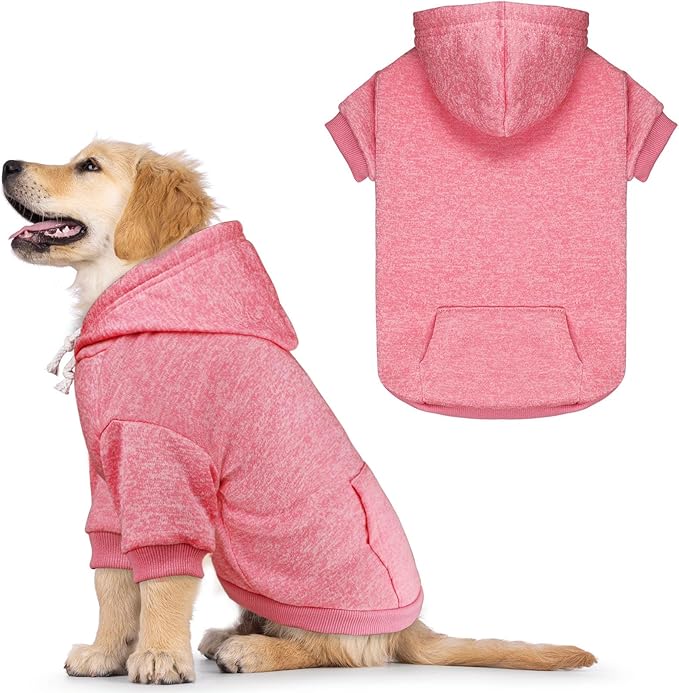 Dog Sweaters for Small Dogs Dog Hoodie Fleece Soft Pet Clothes Sweatshirt with Pocket Pet Hoodie for Small Dogs Puppy Sweater(Pink&S)