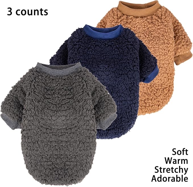 Dog Sweaters Clothes Coat for Small Dogs Boy or Girl Cat Puppy Coat Sweatshirts Soft Warm Fluffy Winter Jacket Apparels (Camel,Darkblue,Darkgrey, X-Small)