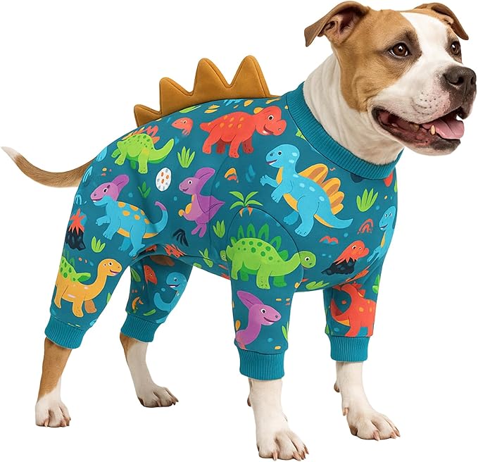 LovinPet Large Dog Pajamas, Four-Leg Stretch Onesie Bodysuit, Lightweight UV-Shielding Pajamas, Anti-Lick Calming Recovery Suit for Surgery, Pull-On for Medium and Large Breeds,Green,3XL