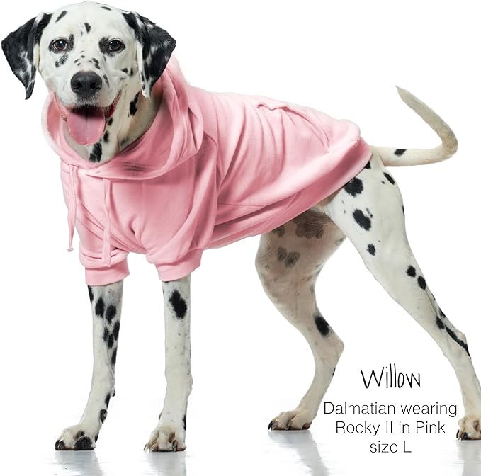Rocky II - The Extra Comfy Hoodie, Organic Cotton and Recycled Poly Dog Hoodie Pet Coat Sweater for Small, Medium, Large Dogs, Pink, XX-Small