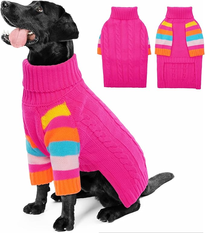 Dog Sweater Warm, Comfy Thick Sweaters for Large Size Dogs Girls Boys, Dog Christmas Sweaters Winter, Turtleneck Knit Sweater for Extra Large Dogs Boxer, Great Dane (Rosered XXXXL)