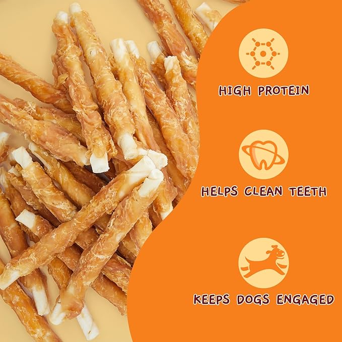 Jungle Calling Chicken Wrapped Rawhide Sticks Dog Treats, High-Protein, Grain-Free, Digestible Dog Chews for Small, Medium & Large Dogs, 21.2 oz