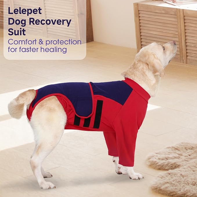 LeLePet Recovery Suit for Dogs After Surgery, Female Spay and Male Neuter Suits, Dog Onesie for Surgery Prevent Licking Breathable Soft Recovery Suit with Long Sleeve Front Legs Dog Cone Alternative