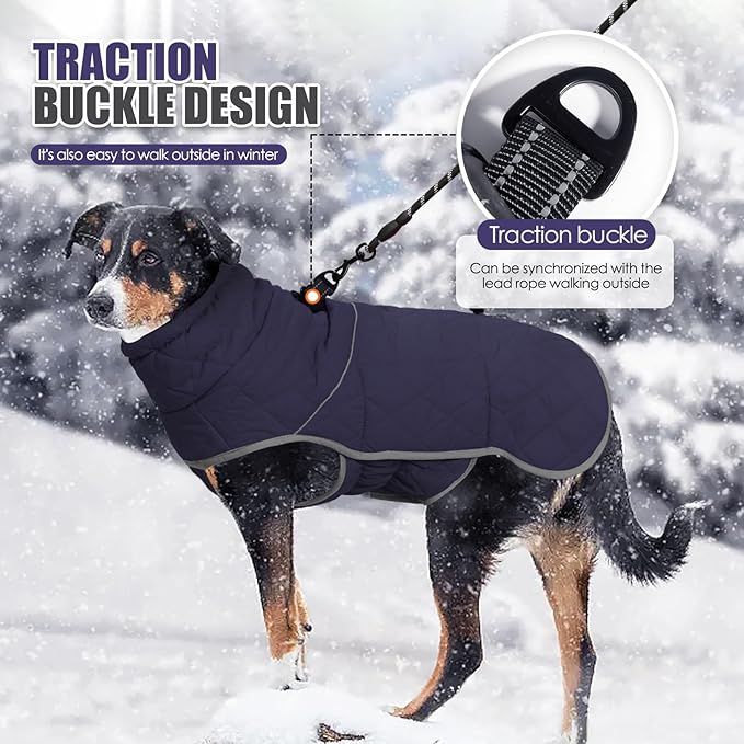 Dog Winter Coat, Waterproof & Windproof, Reflective, Blue, XL