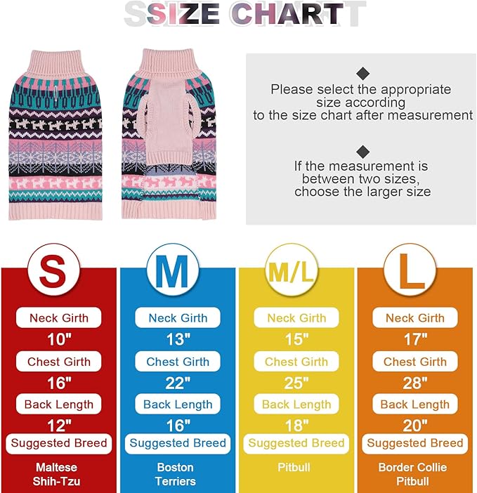 Dog Sweater - Winter Coat Apparel Clothes with Colorful Stripes for Cold Weather