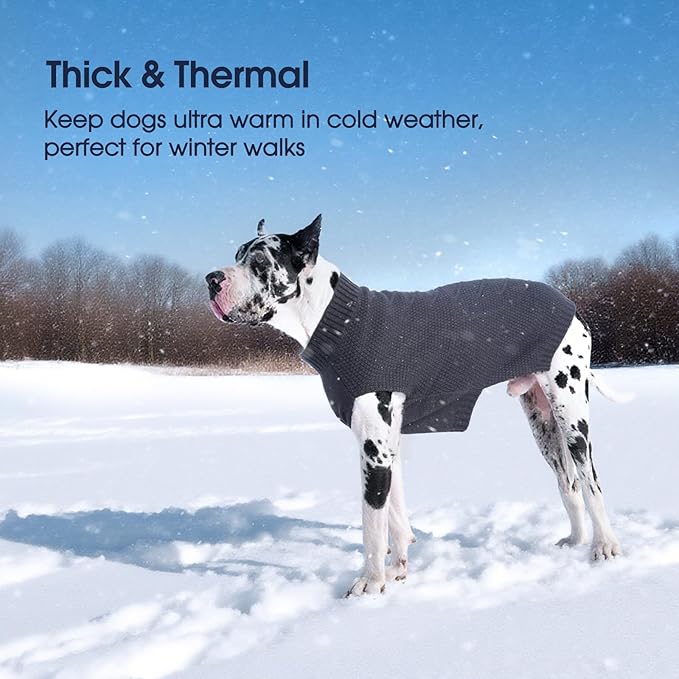 IECOii Great Dane Sweater, 5XL Dog Sweater for Extra Large Dogs, XXXXXL Dog Sweaters Christmas, Warm Winter Sweaters for Giant Breed Male Female Dogs, Pullover Knitwear Sleeveless, Darkgrey - 5XL