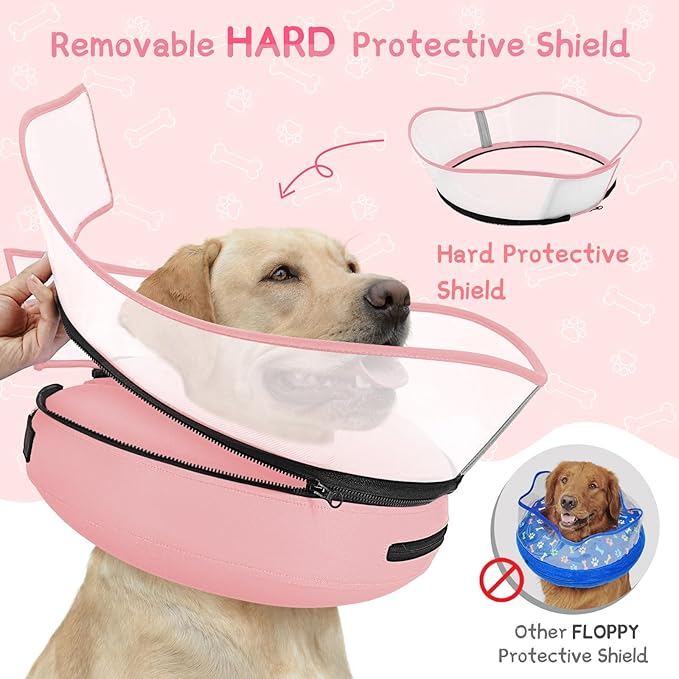 Supet Raised Inflatable Dog Cone Collar to Stop Licking, Soft Dog Cone Alternative After Surgery, Pet Neck Donut Collar for Small Medium Large Dogs