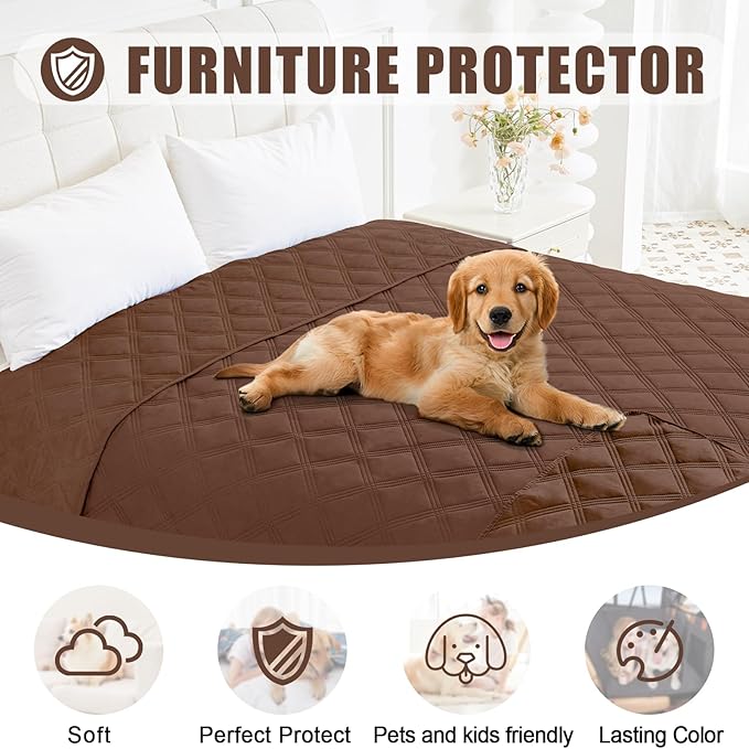 Smiry Waterproof Dog Bed Cover Blanket 52x82, Soft Reversible Pet Blanket, Washable Leakproof Cats Dogs Couch Cover for Sofa, Couch, Furniture, Lattice, Brown/Brown