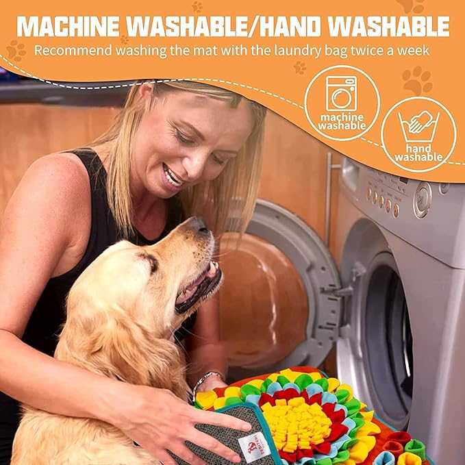 Snuffle Mat for Dogs, 25"x 25" Activity Feeding Mat for Small and Medium Pets, Interactive Feed Game for Boredom, Slow Feeder Puzzle Toys for Training and Brain Stimulating
