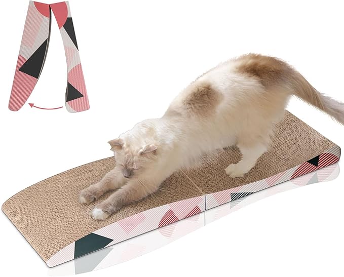 ComSaf Cat Scratcher Carboard Pad 32"x10", Large Cat Scratcher Bed for Indoor Cats, Durable Cat Scratching Board, Recycle Cat Scratch Pad for Adult, Big, Medium, Small Cats Lounger